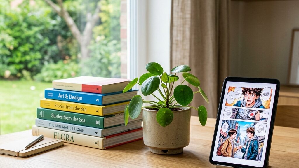 紙の単行本とスマートフォンでの電子書籍の比較イメージ