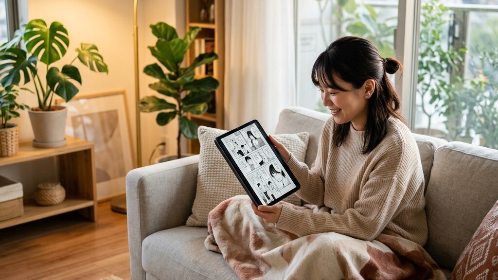 タブレットで阿賀沢紅茶先生の作品の作風や魅力を楽しむイメージ